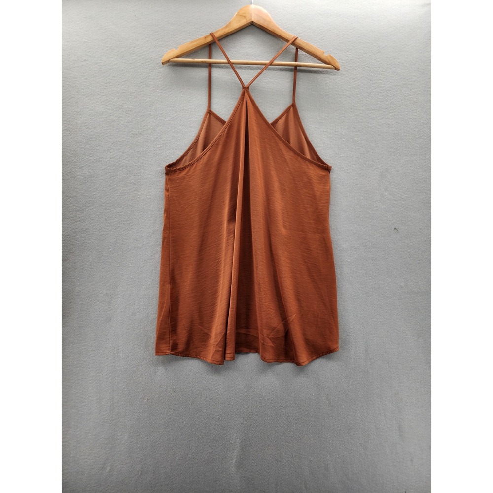 Banana Republic Rust Orange Pleated Racerback Camisole Tank Top Large Boho Chic - Picture 7 of 11